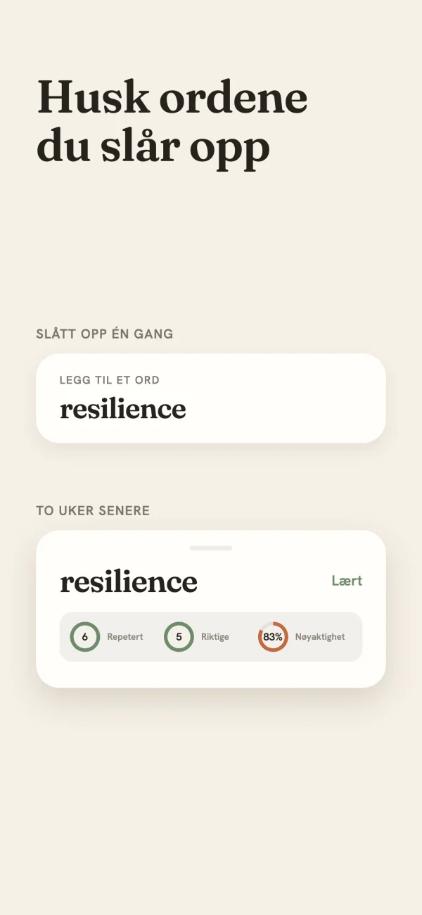 Forhåndsvisning av VocabNote-appen